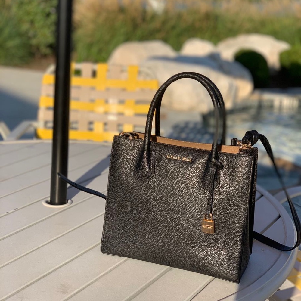 Michael kors mercer black medium satchel crossbody
